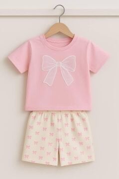 Kurdeleli Alt Üst Takım Pembe