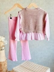Pembe Gömlek Süveter Takım