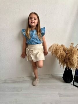 Fistolu Bluz ve Şort Etek Takım