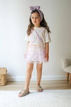 Kelebekli Etekli Takım Karışık Renk