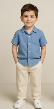 Mavi Gömlek Pantolon Takım