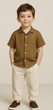 Kahve  Gömlek Pantolon Takım