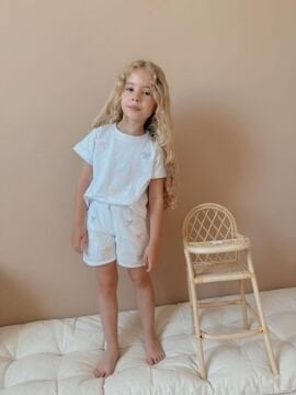 Kurdele Detaylı Beyaz Takım