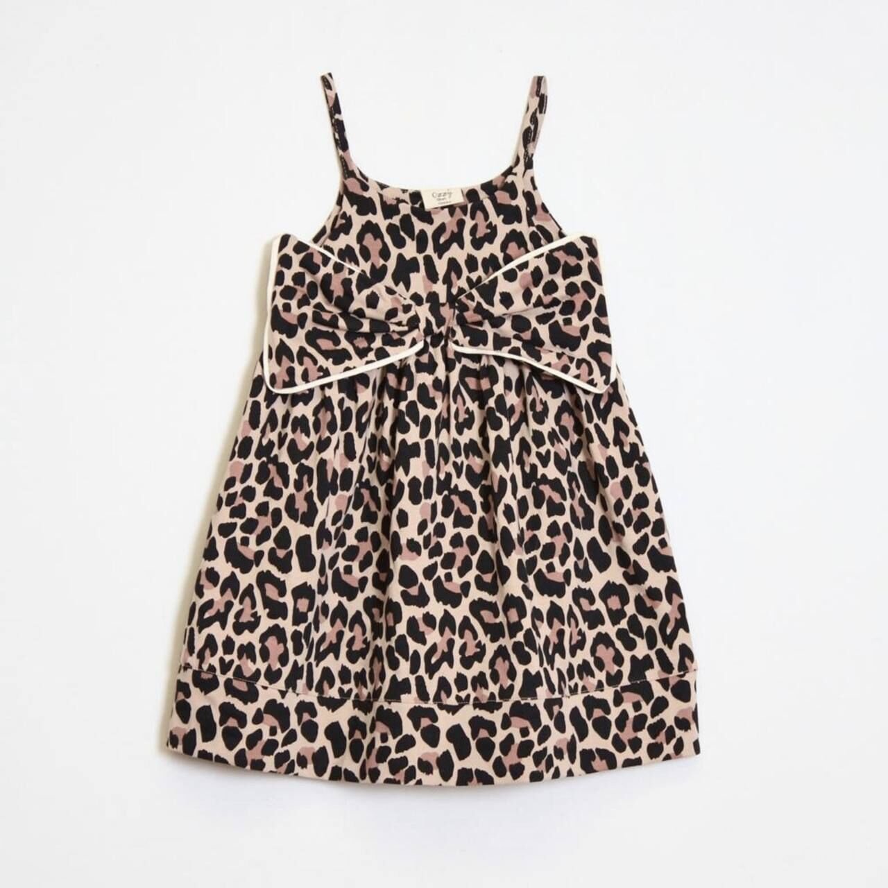 Leopar Desenli Askılı Elbise