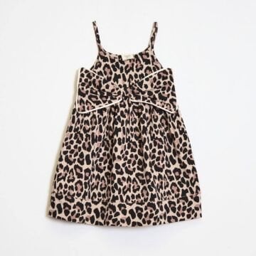 Leopar Desenli Askılı Elbise