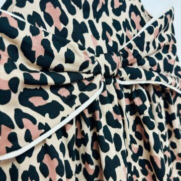 Leopar Desenli Askılı Elbise