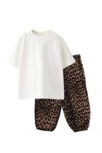 Leoparlı Balon Kot Pantolon