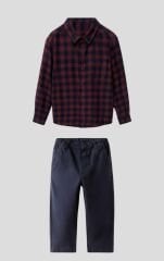 Kareli Gömlek Lacivert Pantolon Takım
