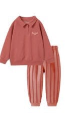 Kiremit Polo Yaka Çizgili Eşofman Takım