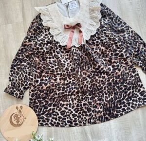 Leoparlı İşlemeli Elbise