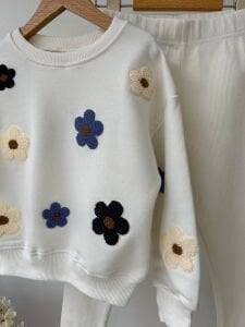 Çiçek Punch İşlemeli Takım