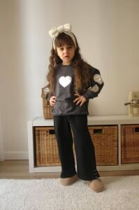 Siyah Kot Kalpli Sweatshirt Takım