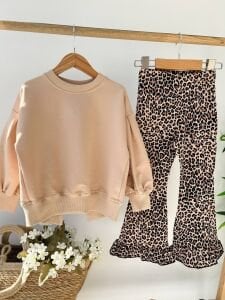 Leoparlı İspanyol Paça Taytlı Takım