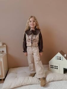 İşlemeli Yelek Bluz Pantolon Takım