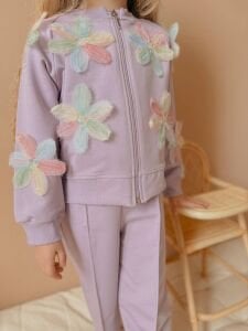 Lila Çiçekli Takım
