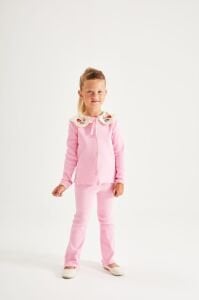 Pembe Yakası Nakışlı Fitilli Takım