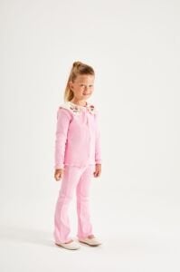 Pembe Yakası Nakışlı Fitilli Takım