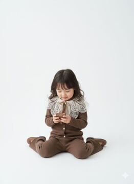 Tül Yakalı Kahverengi Takım