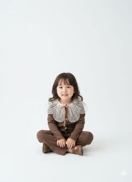 Tül Yakalı Kahverengi Takım