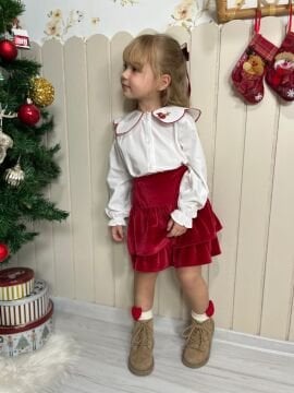 Kadife Etek Gömlek Takım