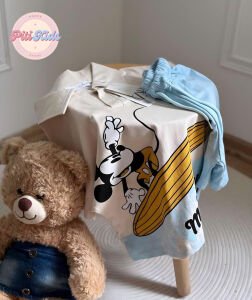 Polo Yaka Mickey Mavi Şortlu Takım