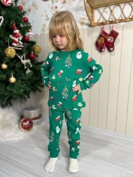 UNICEX Yeşil Yılbaşı Temalı Pijama