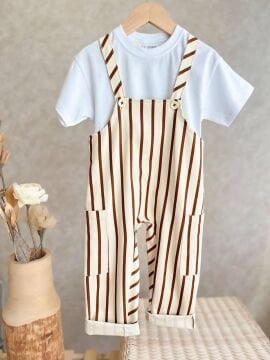 Çizgili Tulum Tişört Takım