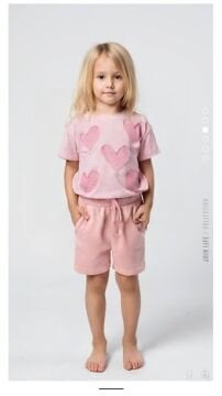 Tül Kalp Detaylı Şortlu Takım