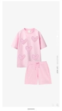 Tül Kalp Detaylı Şortlu Takım